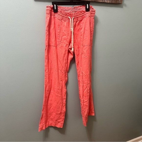 Kiss Pony Pants Womens S Salmon Pink Casual Elastic Waist Drawstring Wide Leg - Picture 6 of 7